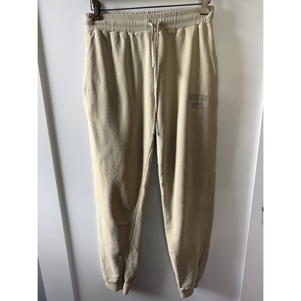 Zara Beige Jogger Sweatpants Boston 1975 Graphic Women’s Size Small